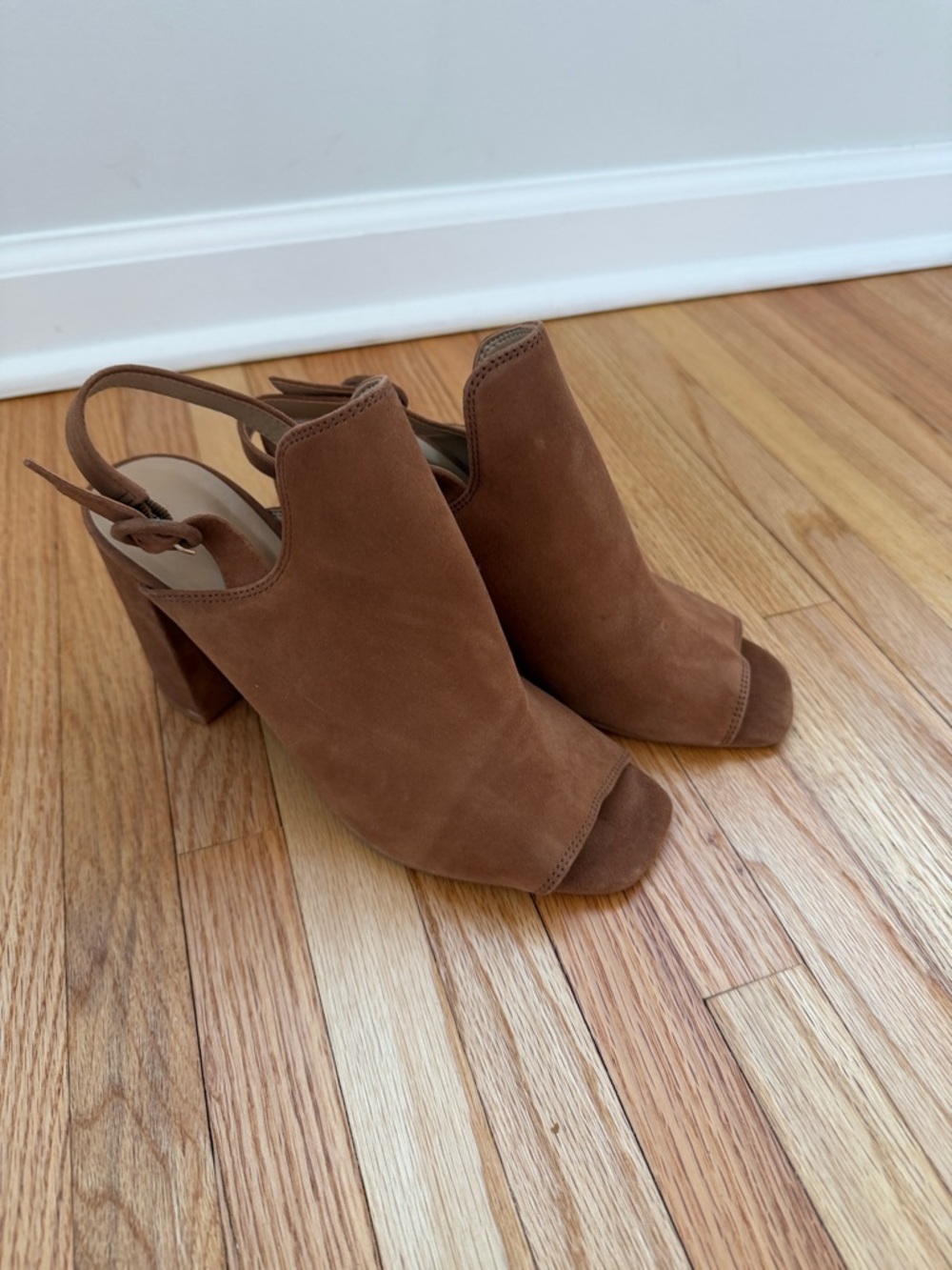 Banana Republic Women's Brown Suede Open-Toe Block Heel Slingback